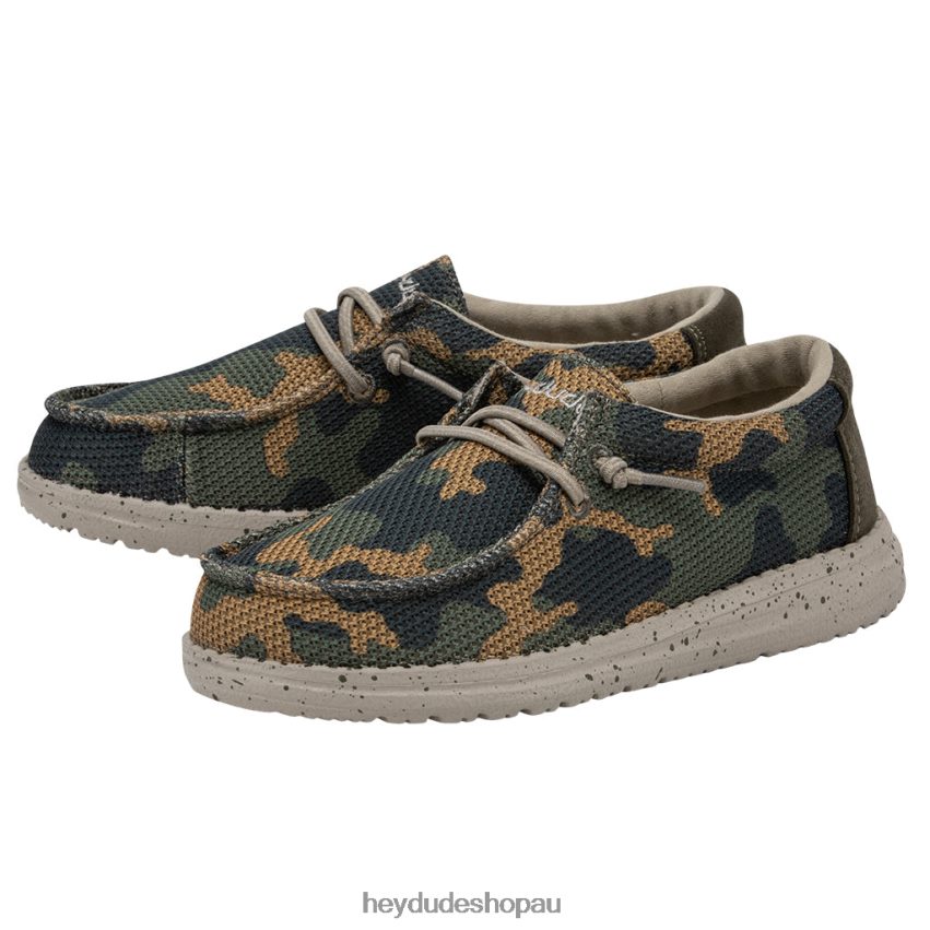 Hey Dude Wally Youth Sox Army Camo Kids V4Z64213