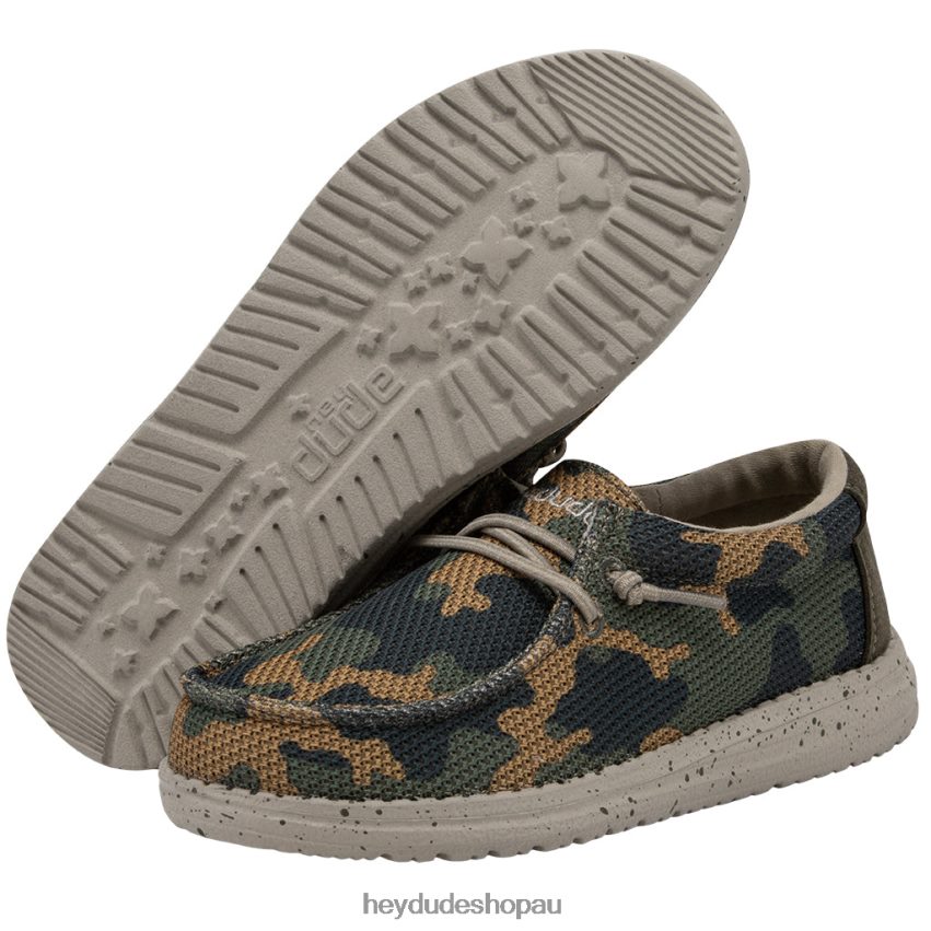 Hey Dude Wally Youth Sox Army Camo Kids V4Z64213