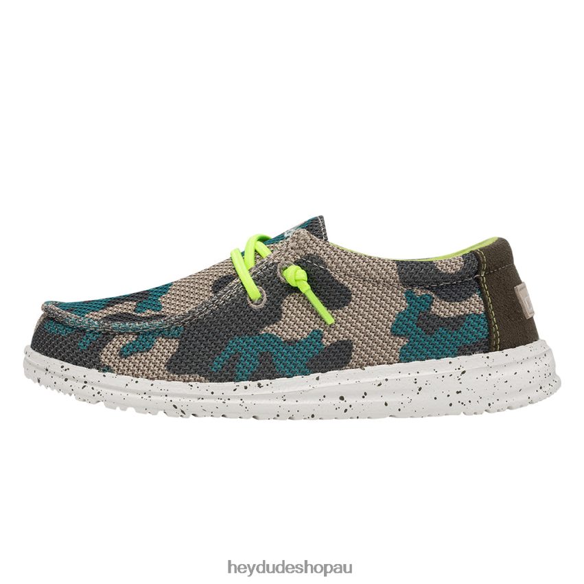 Hey Dude Wally Youth Sox Taupe Camo Kids V4Z64214