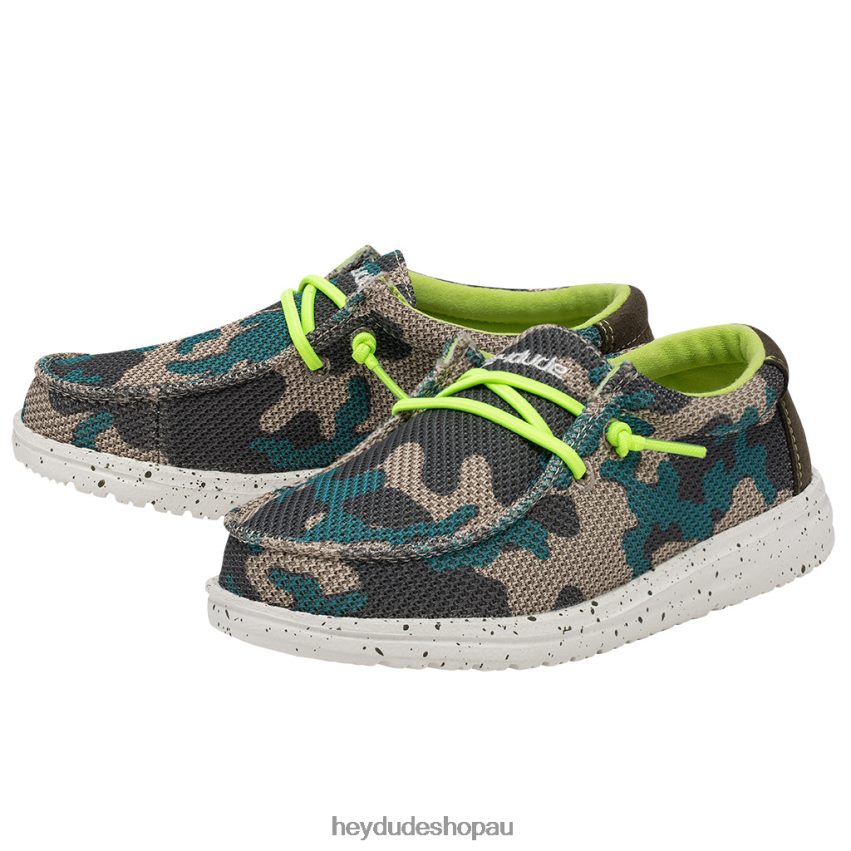 Hey Dude Wally Youth Sox Taupe Camo Kids V4Z64214