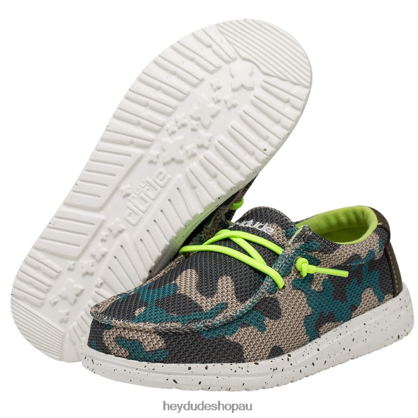 Hey Dude Wally Youth Sox Taupe Camo Kids V4Z64214
