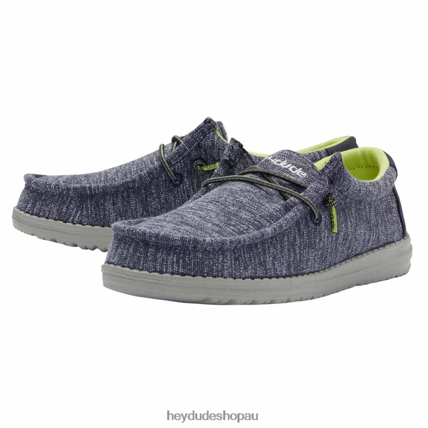 Hey Dude Wally Youth Stretch Navy Kids V4Z64217
