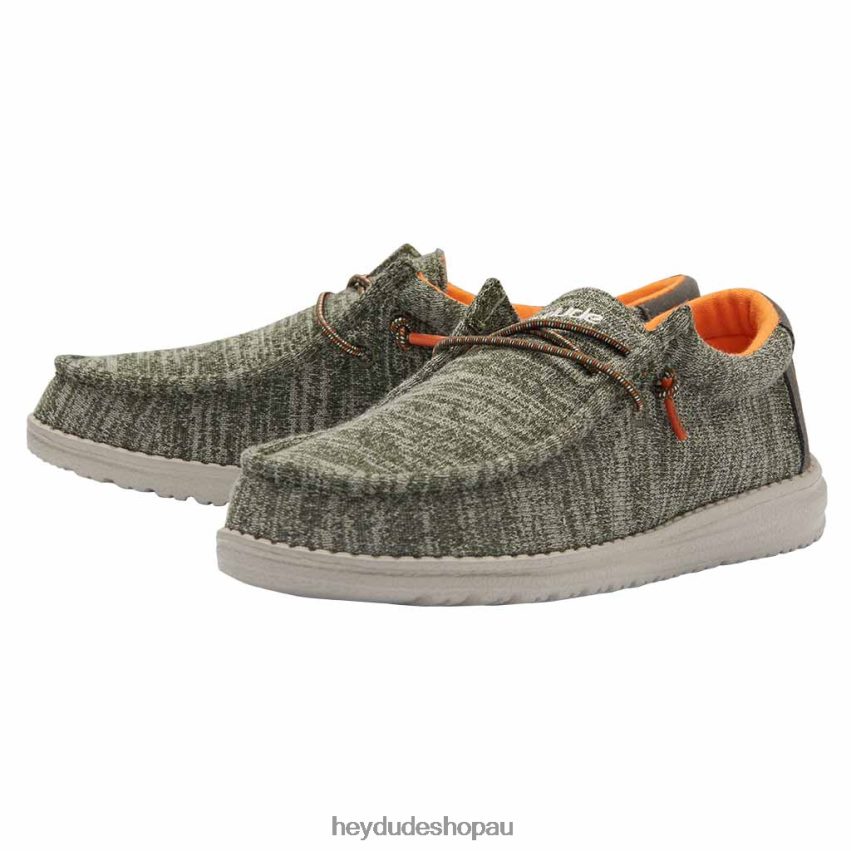 Hey Dude Wally Youth Stretch Sage Kids V4Z64216