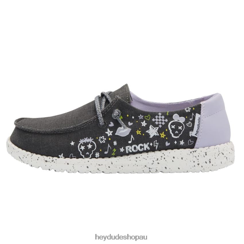 Hey Dude Wendy Youth Doodle Black Kids V4Z64199