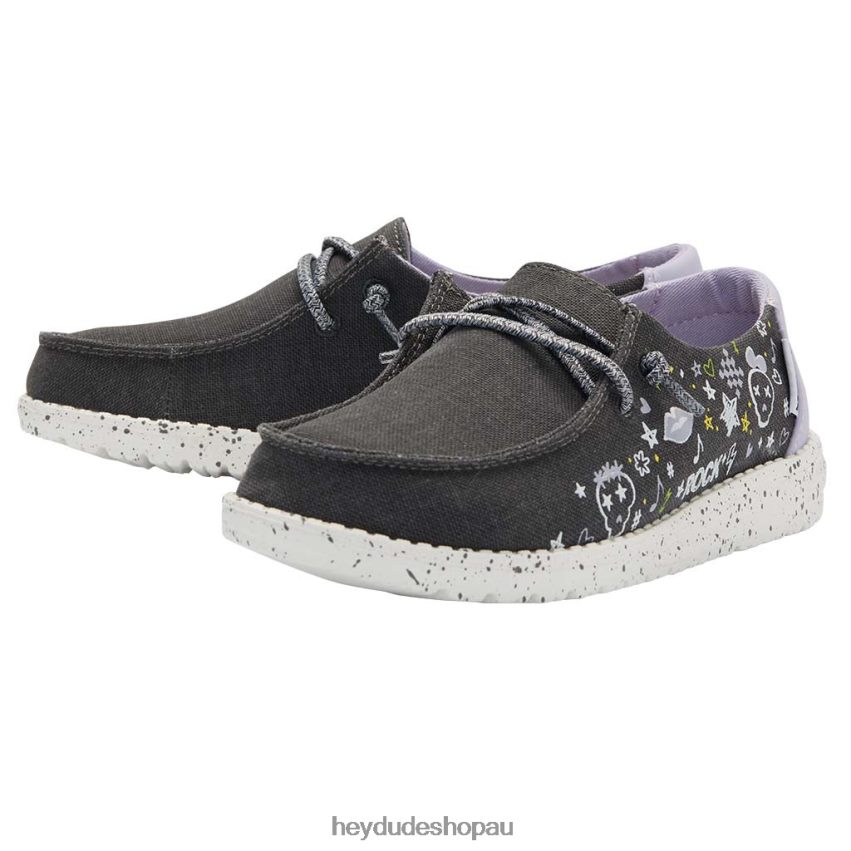 Hey Dude Wendy Youth Doodle Black Kids V4Z64199