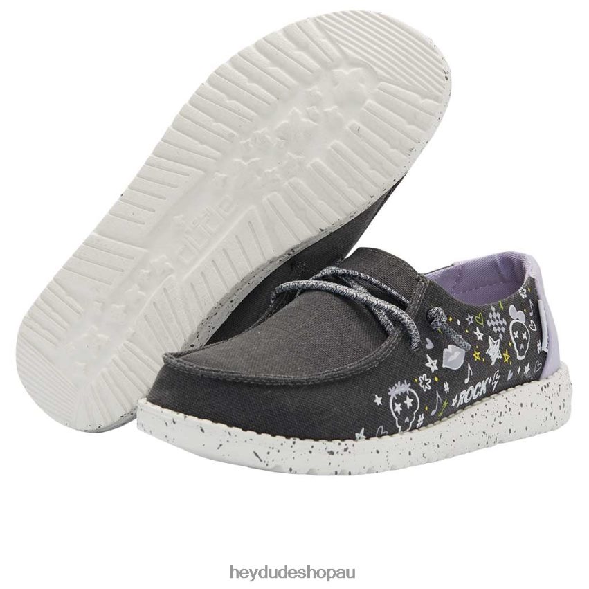 Hey Dude Wendy Youth Doodle Black Kids V4Z64199