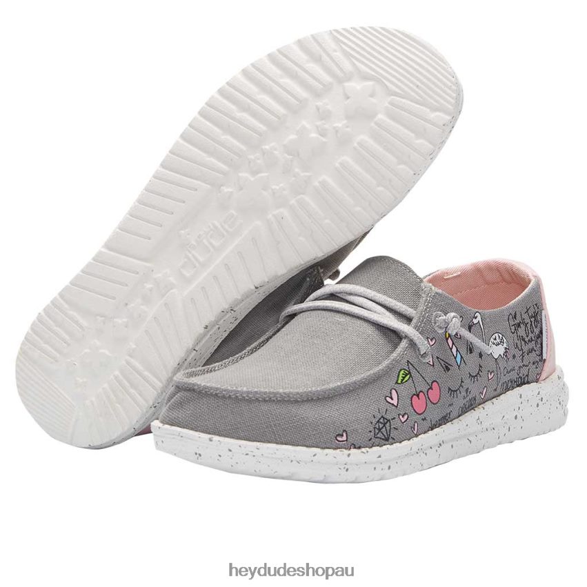 Hey Dude Wendy Youth Doodle Grey Kids V4Z64198