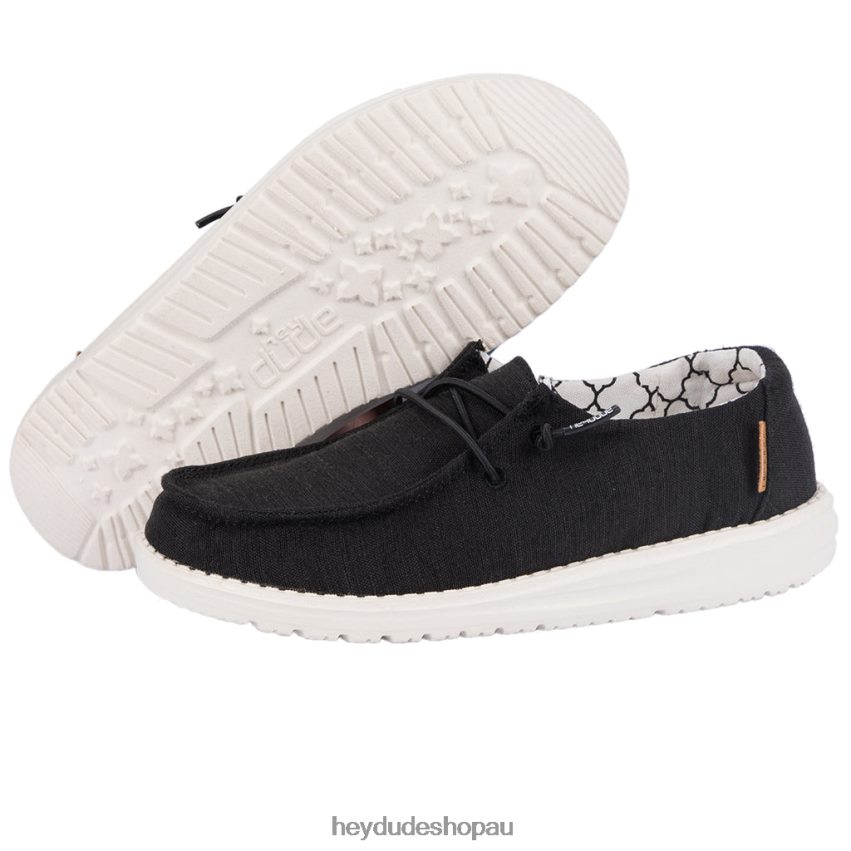 Hey Dude Wendy Youth Linen Black Kids V4Z64203