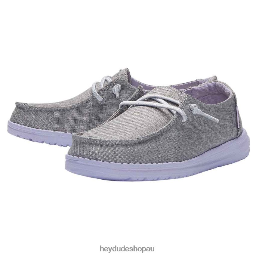 Hey Dude Wendy Youth Sparkling Grey Lilac Kids V4Z64193