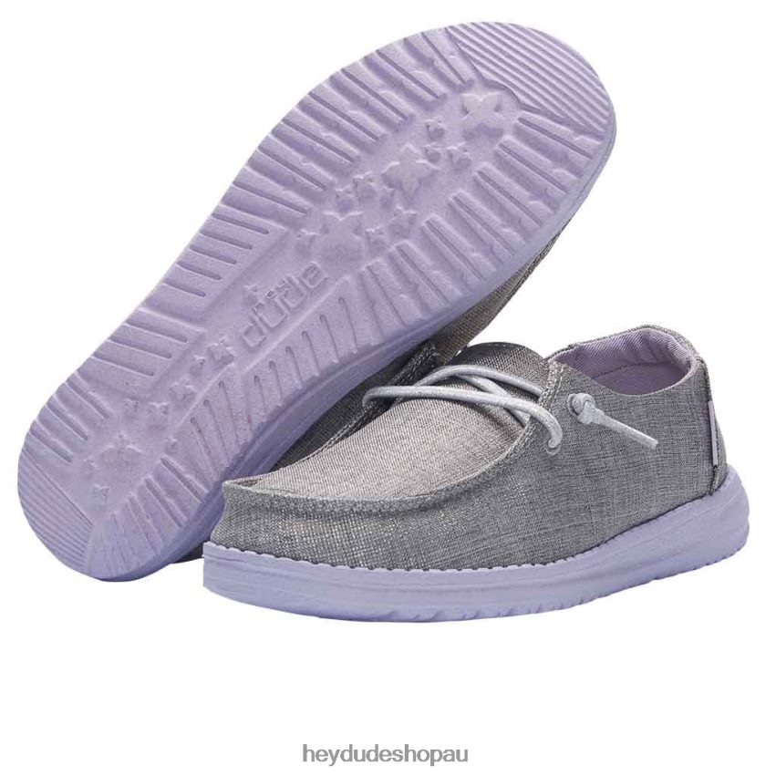 Hey Dude Wendy Youth Sparkling Grey Lilac Kids V4Z64193