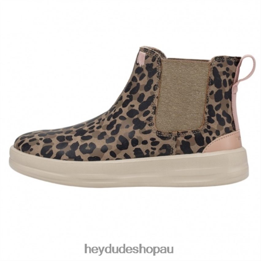 Hey Dude HEYDUDE Aurora Youth Recycled Leather Leopard Nut Kids V4Z64492