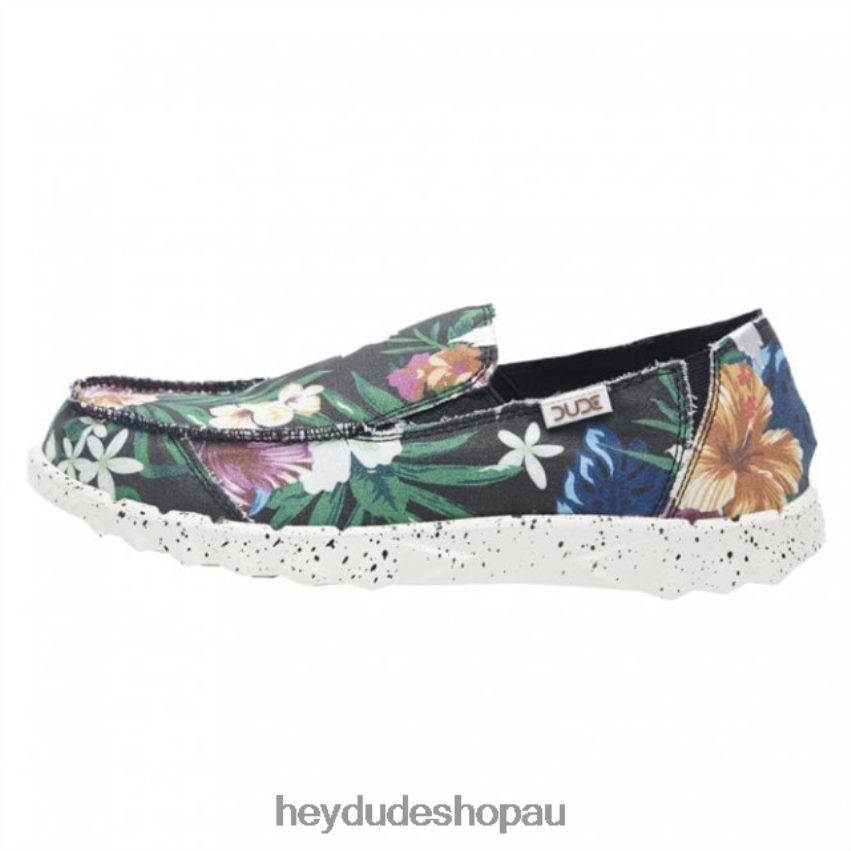 Hey Dude HEYDUDE Farty Print Canvas Black Hibiscus Men V4Z64233