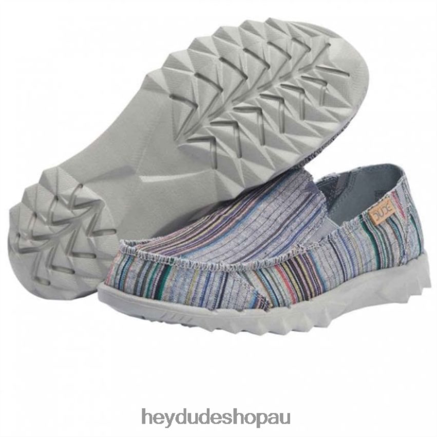 Hey Dude HEYDUDE Farty Chambray Stripes Grey Red Men V4Z64227