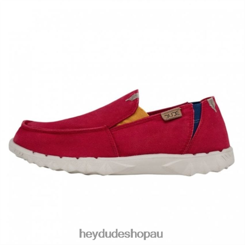 Hey Dude HEYDUDE Farty Washed Canvas Lava Red Men V4Z64242