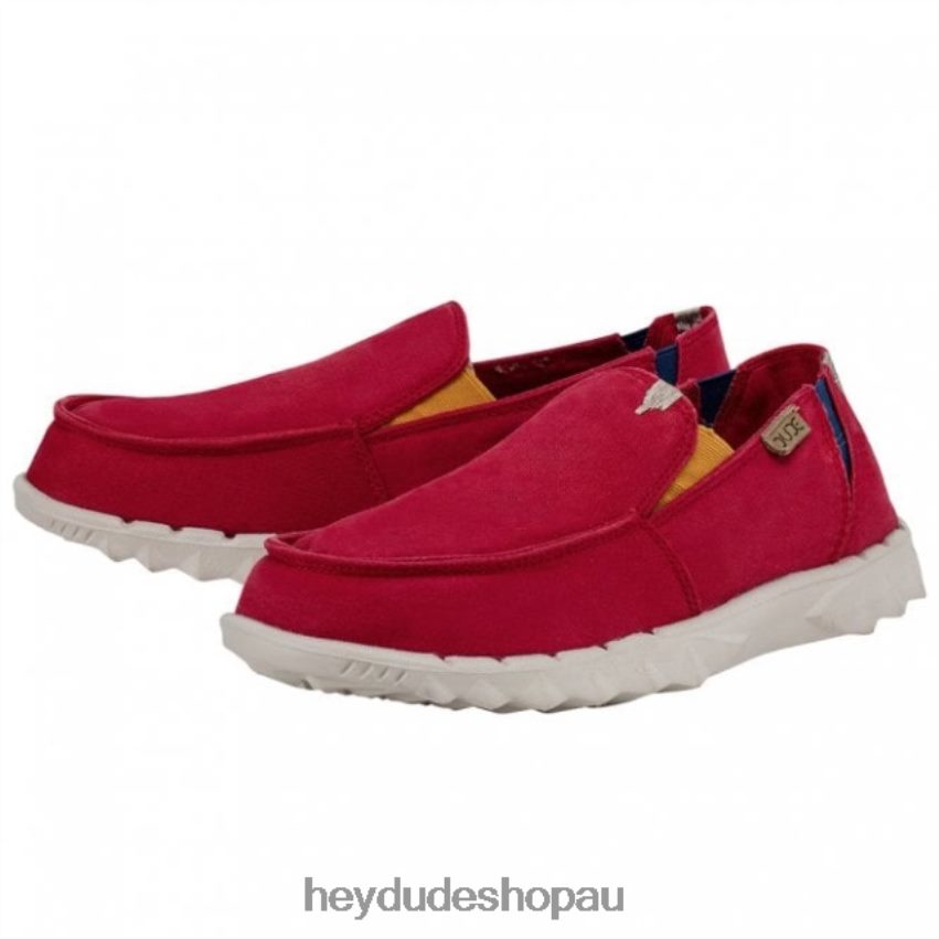 Hey Dude HEYDUDE Farty Washed Canvas Lava Red Men V4Z64242