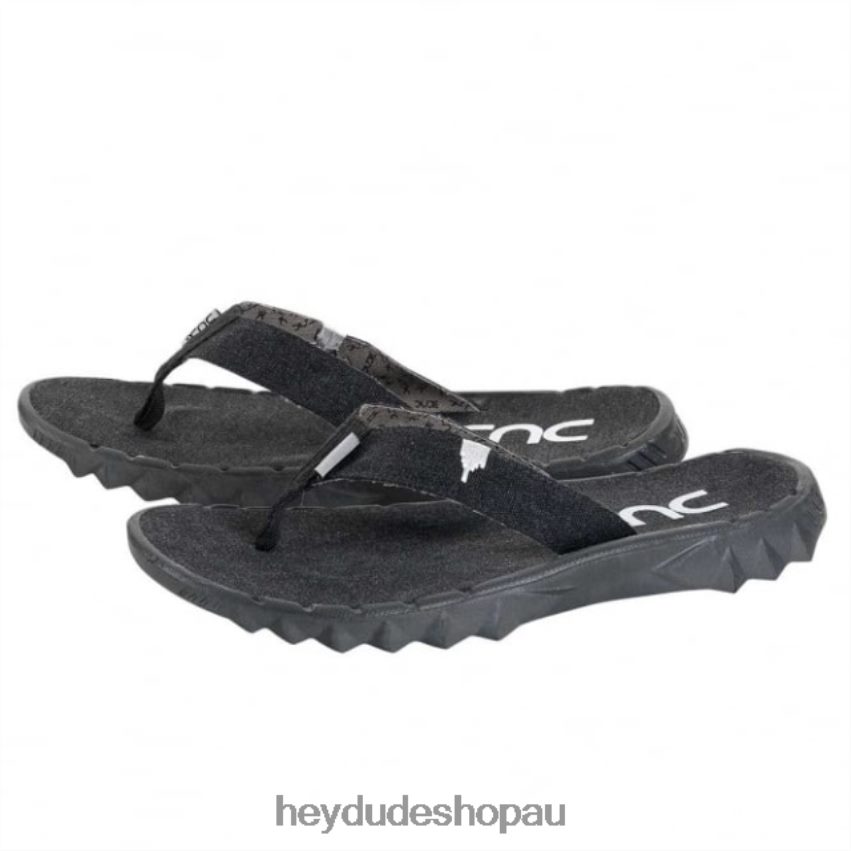 Hey Dude HEYDUDE Sava Black Canvas Flip Flop Men V4Z64370