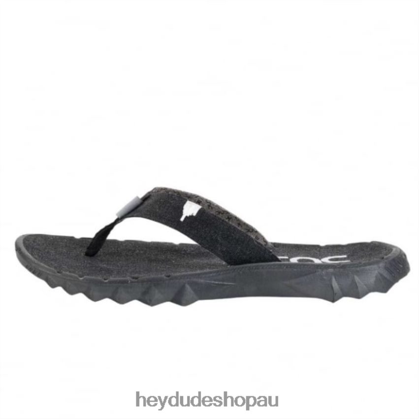 Hey Dude HEYDUDE Sava Black Canvas Flip Flop Men V4Z64370