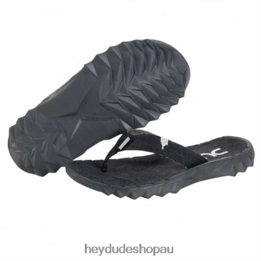 Hey Dude HEYDUDE Sava Black Canvas Flip Flop Men V4Z64370