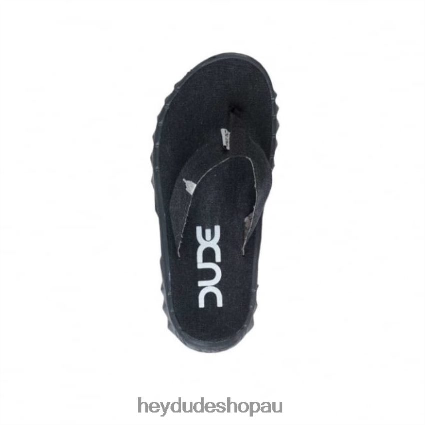 Hey Dude HEYDUDE Sava Black Canvas Flip Flop Men V4Z64370