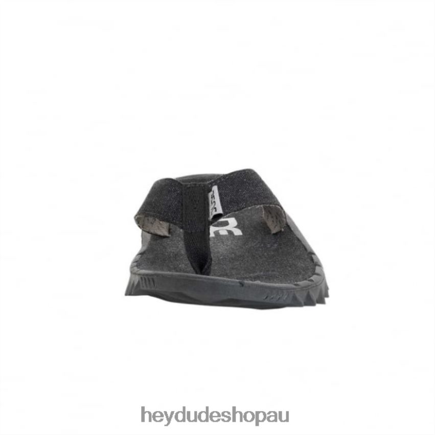 Hey Dude HEYDUDE Sava Black Canvas Flip Flop Men V4Z64370