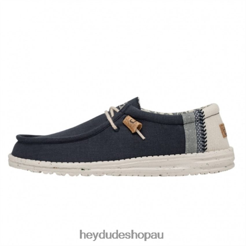 Hey Dude HEYDUDE Wally Natural Linen Navy Men V4Z64254