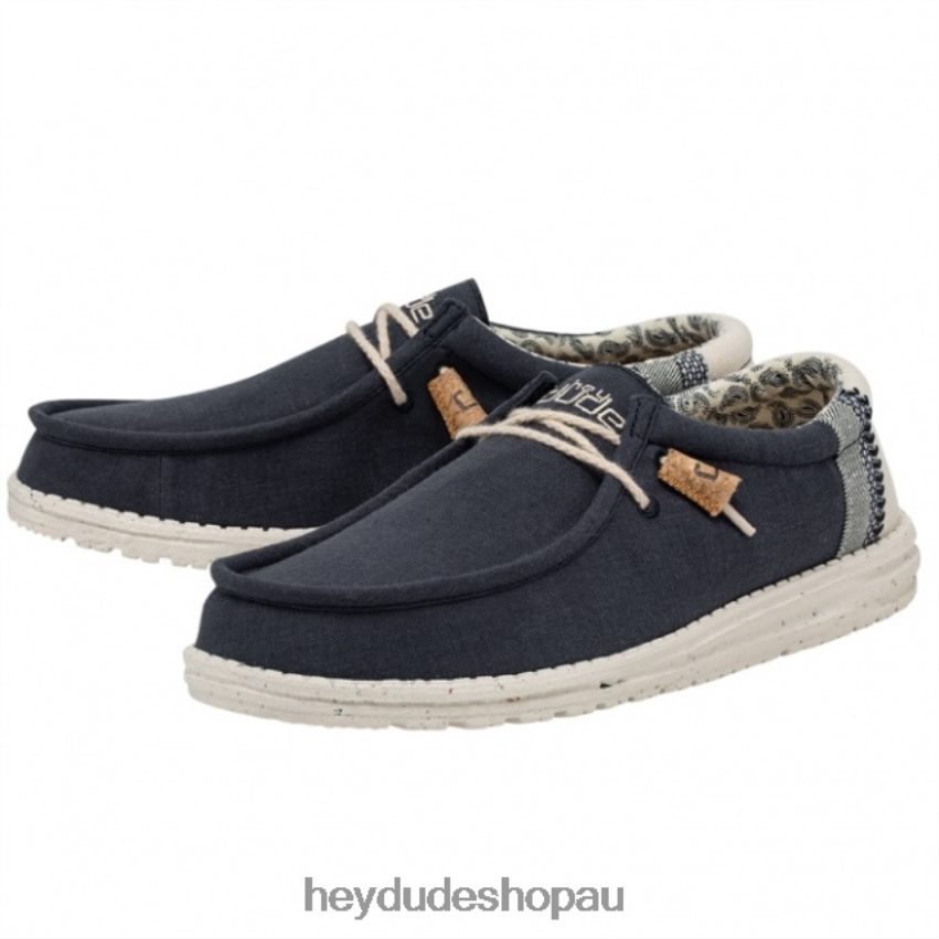 Hey Dude HEYDUDE Wally Natural Linen Navy Men V4Z64254