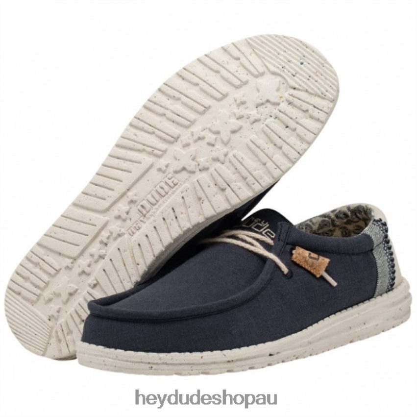 Hey Dude HEYDUDE Wally Natural Linen Navy Men V4Z64254