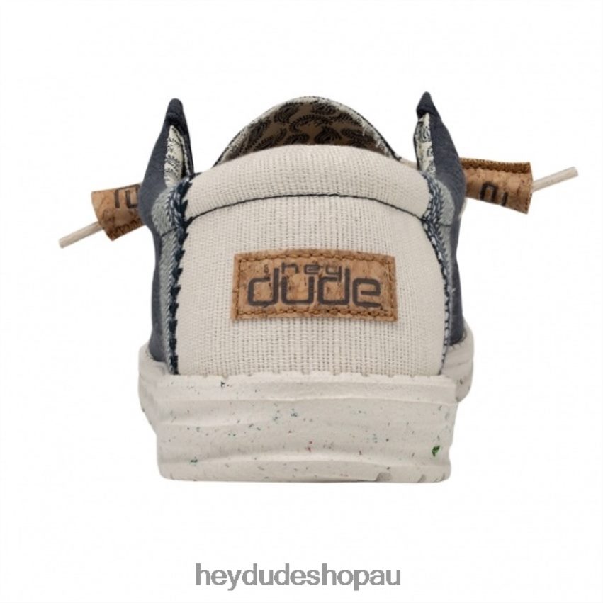 Hey Dude HEYDUDE Wally Natural Linen Navy Men V4Z64254