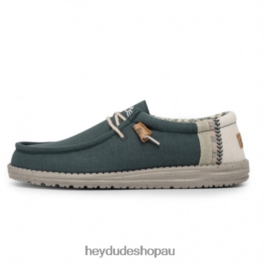Hey Dude HEYDUDE Wally Natural Linen Teal Men V4Z64255