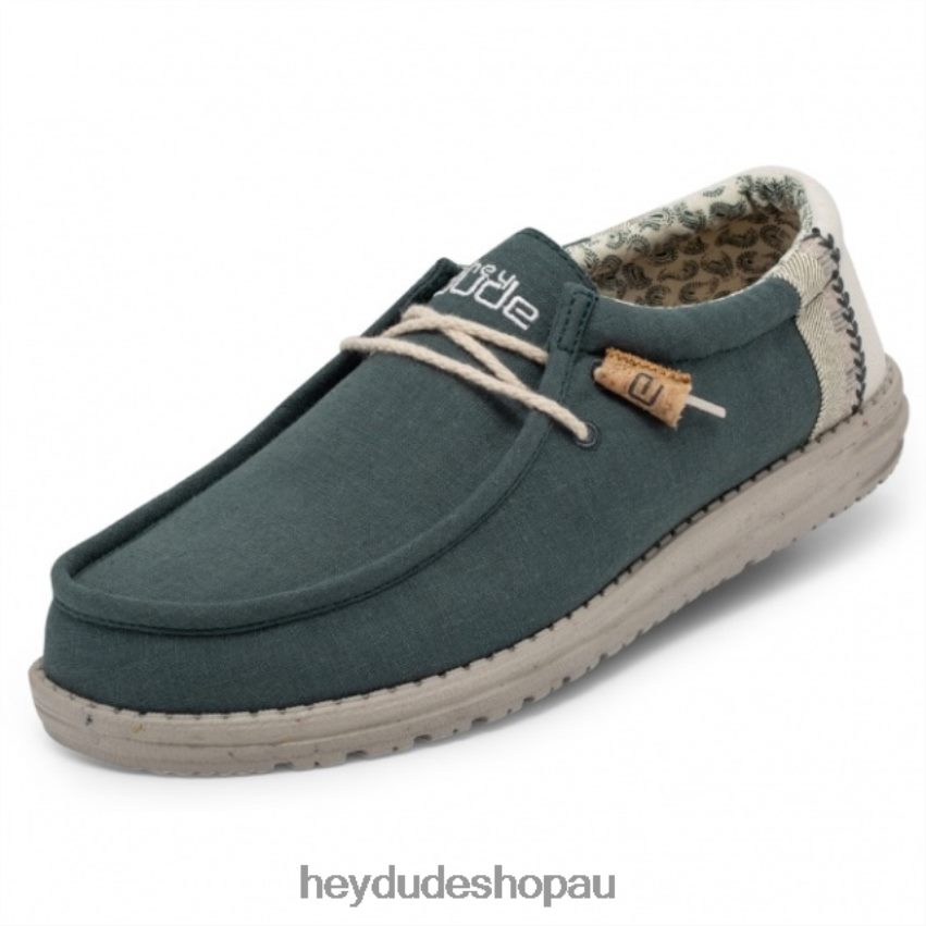 Hey Dude HEYDUDE Wally Natural Linen Teal Men V4Z64255