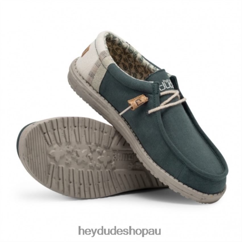 Hey Dude HEYDUDE Wally Natural Linen Teal Men V4Z64255