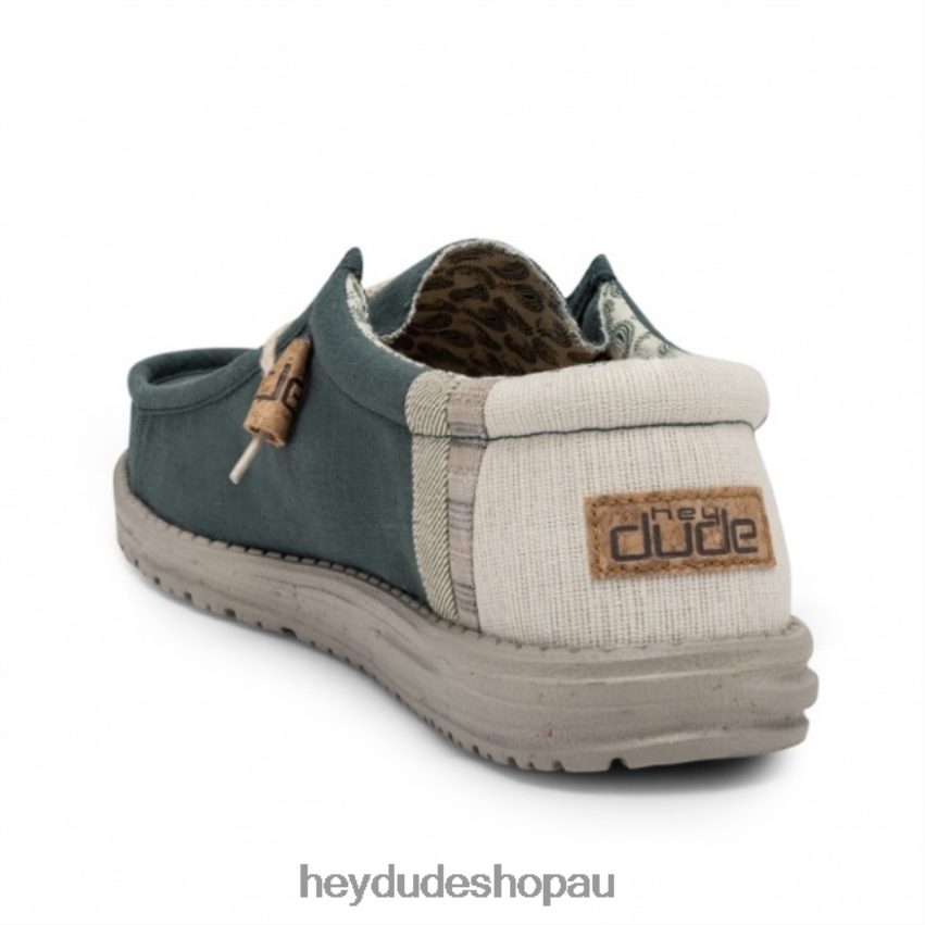 Hey Dude HEYDUDE Wally Natural Linen Teal Men V4Z64255
