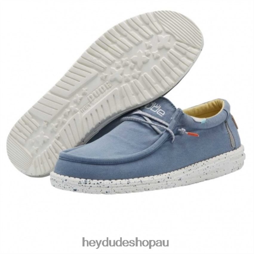 Hey Dude HEYDUDE Wally Washed Canvas Bluestone Yellow Men V4Z64268
