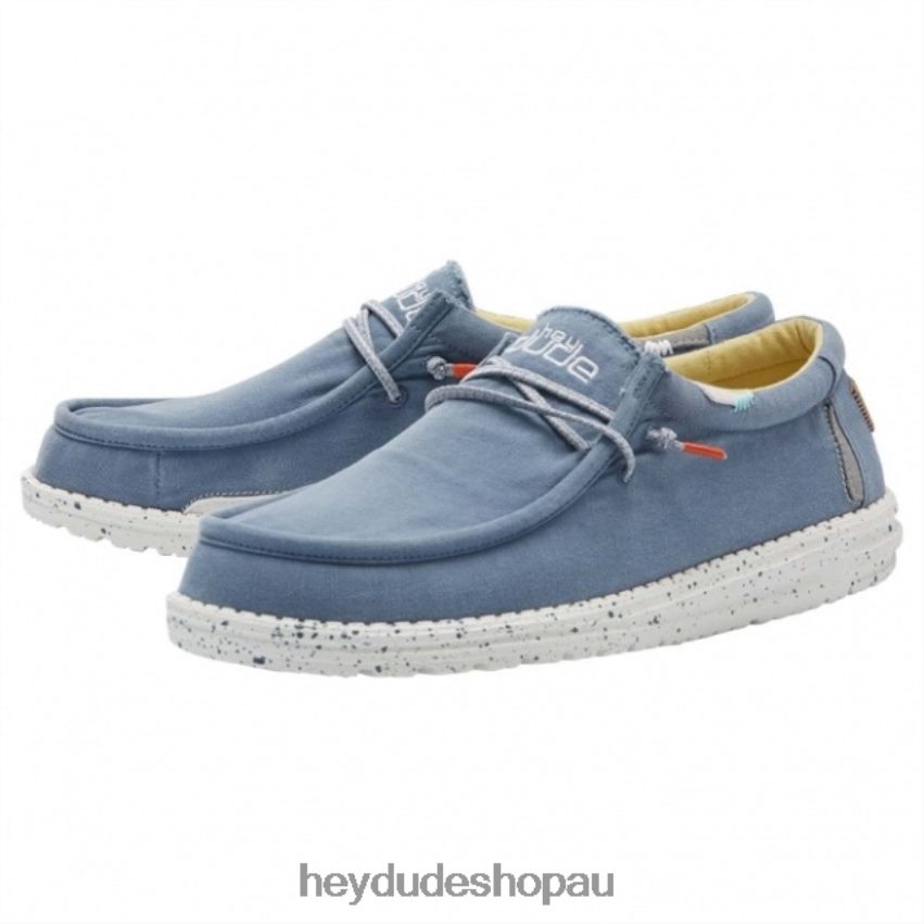 Hey Dude HEYDUDE Wally Washed Canvas Bluestone Yellow Men V4Z64268