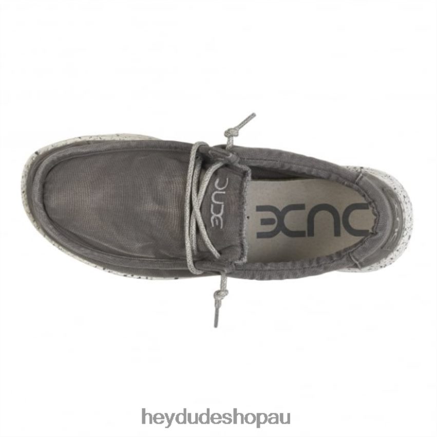 Hey Dude HEYDUDE Wally Washed Canvas Dark Grey Men V4Z64312