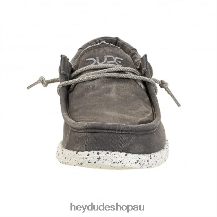 Hey Dude HEYDUDE Wally Washed Canvas Dark Grey Men V4Z64312