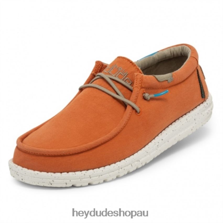 Hey Dude HEYDUDE Wally Washed Canvas Tangerine Men V4Z64264