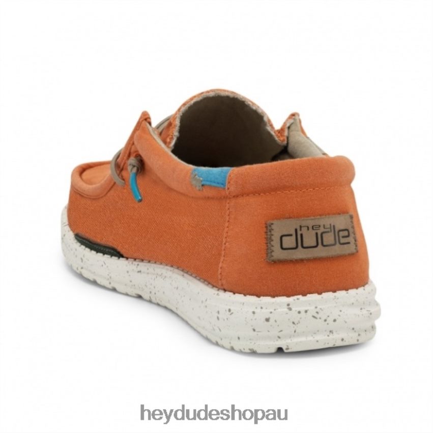 Hey Dude HEYDUDE Wally Washed Canvas Tangerine Men V4Z64264