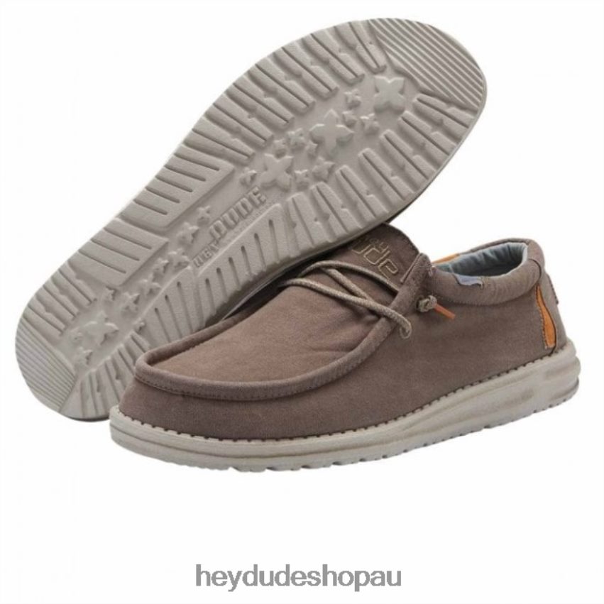 Hey Dude HEYDUDE Wally Washed Canvas Walnut Men V4Z64329