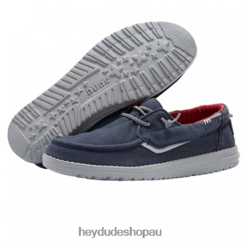 Hey Dude HEYDUDE Welsh Washed Canvas Navy Men V4Z64321