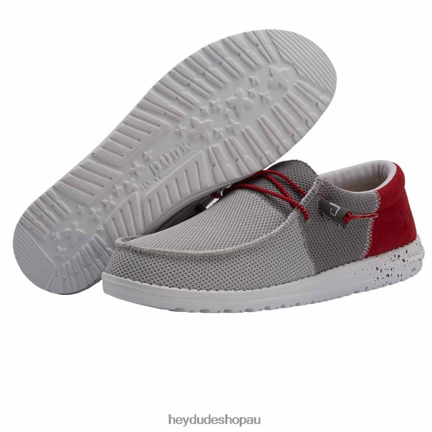 Hey Dude Wally Sox Funk Dark Grey Red Men V4Z64140