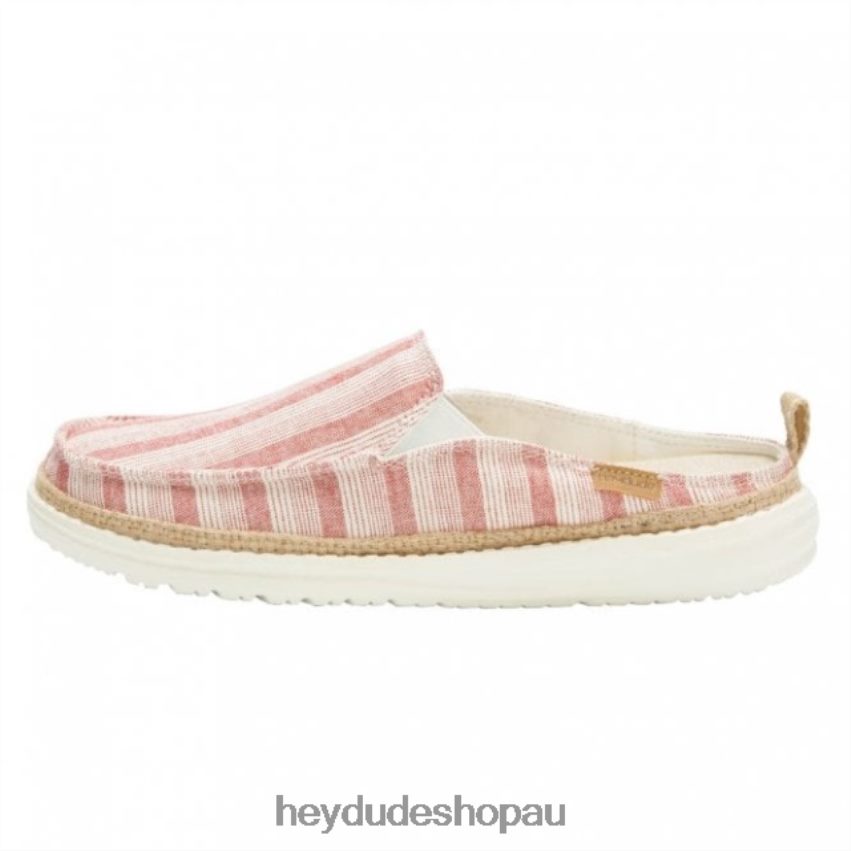 Hey Dude HEYDUDE Lexi Stripes Cotton Red Slip-On Mule Women V4Z64392