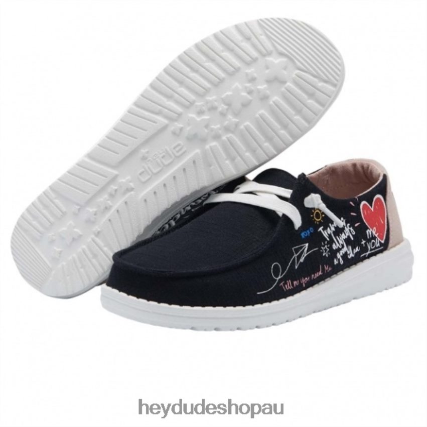 Hey Dude HEYDUDE Wendy Chambray Doodle Black Women V4Z64461