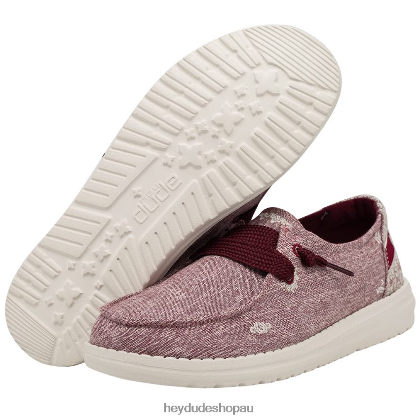 Hey Dude Wendy Flora Peony Red Women V4Z6413